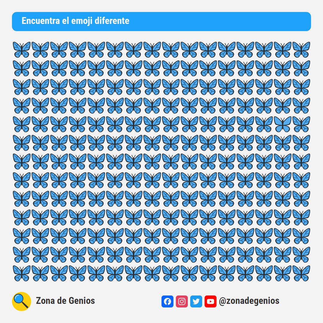 zonadegenios's tweet photo. ¿Puedes encontrar el emoji diferente? 🔍🦋

Escribe logrado✌🏻si pudiste encontrarlo.

#challenge #mente #desafio #jueves https://t.co/ggPySyKSmT