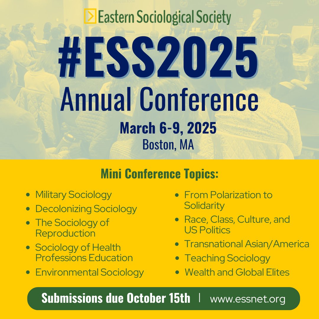 We are excited to share 10 dynamic mini-conferences for #ESS2025! 

Learn more about the mini-conference topics and submissions at essnet.org/annual-confere…