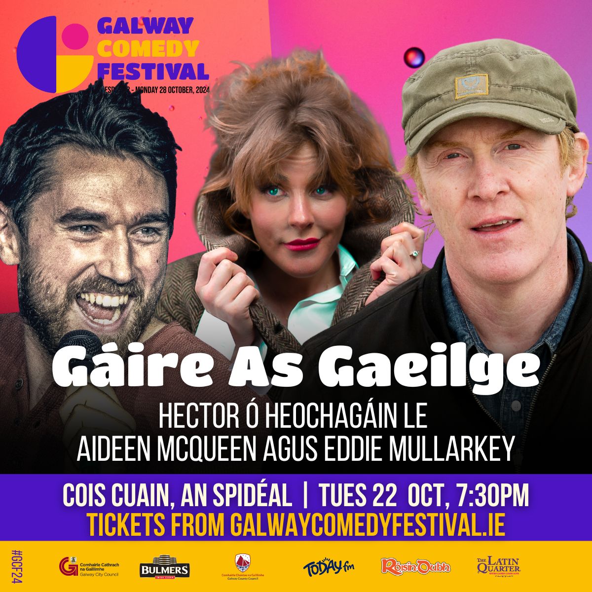 galwaycomedy's tweet photo. On @RTELateLateShow tomorrow night, you can catch @hectorirl discussing his new book 'The Irish Words You Should Know' 📺📖
You can see Hector live at #GCF24 hosting three 'Gáire As Gaeilge' shows, as well as his book launch @kingsheadgalway https://t.co/rlyKZMyd8k