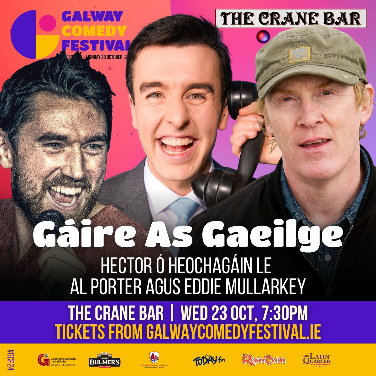 galwaycomedy's tweet photo. On @RTELateLateShow tomorrow night, you can catch @hectorirl discussing his new book 'The Irish Words You Should Know' 📺📖
You can see Hector live at #GCF24 hosting three 'Gáire As Gaeilge' shows, as well as his book launch @kingsheadgalway https://t.co/rlyKZMyd8k