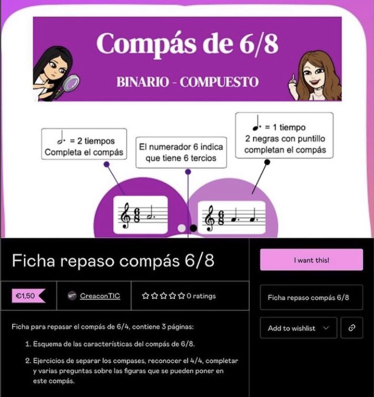 Ficha para repasar el compás de 6/8. Mapa conceptual y ejercicios. Nuevo en nuestra cuenta de Gumroad  
mariajesusmusica.gumroad.com/l/ckwsi?layout… 🎶 #recursosmusicales