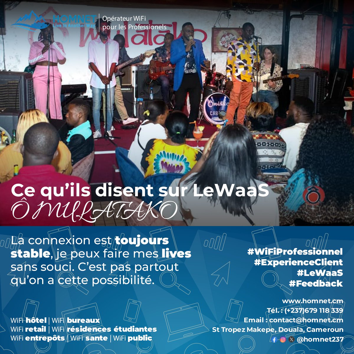 homnetsarl's tweet photo. Ce qu'ils disent sur LeWaaS

La connexion est toujours stable, je peux faire mes lives sans souci. C’est pas partout qu’on a cette possibilité.

Client Ô Mulatako

#LeWaaS #Feedback https://t.co/5rOtBOZx7Q