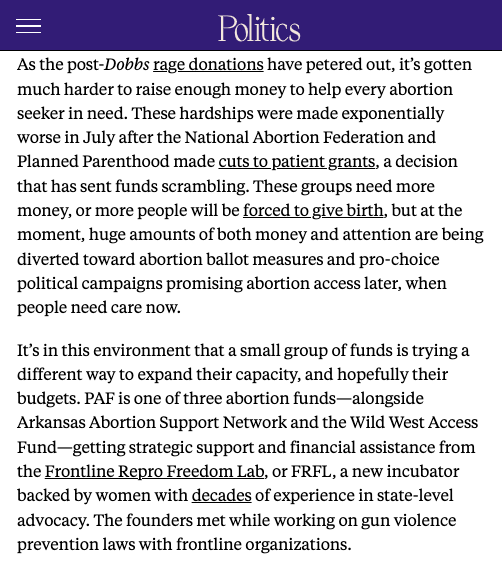 SusanRinkunas's tweet image. After national groups cut assistance, local funds are scrambling to help abortion seekers. The new @ReproFreedomLab is stepping in to help three funds build their capacity with list building, fundraising, templates, volunteer recruitment, and more
newrepublic.com/article/186128…