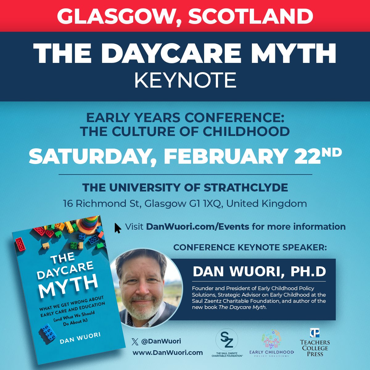 Dan Wuori (@danwuori) on Twitter photo The time has come!
I’ve been dropping hints for weeks but today I’m excited to announce the first of what will be a number of international speaking dates in 2025, beginning with <a href="/StrathEDU/">Strathclyde Institute of Education</a>’s 2025 Culture of Childhood Conference in GLASGOW, SCOTLAND.
See the events page of my The time has come!
I’ve been dropping hints for weeks but today I’m excited to announce the first of what will be a number of international speaking dates in 2025, beginning with <a href="/StrathEDU/">Strathclyde Institute of Education</a>’s 2025 Culture of Childhood Conference in GLASGOW, SCOTLAND.
See the events page of my