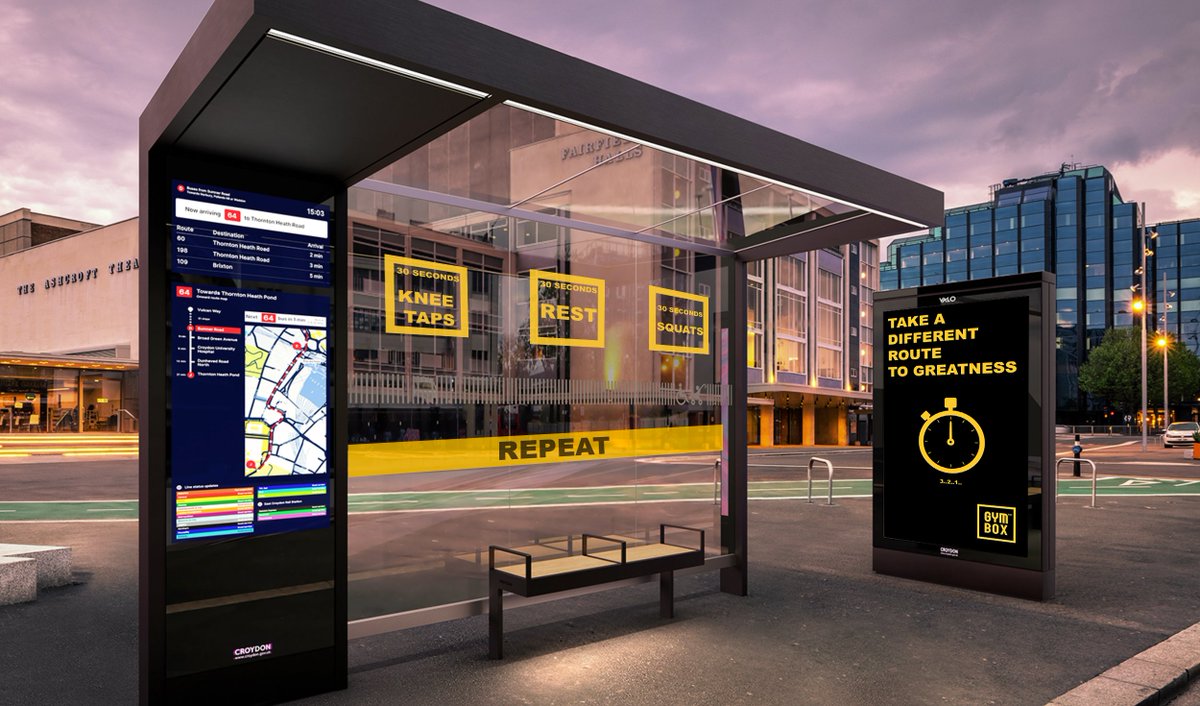 SaintSamIAm's tweet photo. Billboards are boring, so is waiting for bus. DOOH stopwatch and a fitness plan at your bus stop. No excuses. Even if you do have a bus pass. 

@OneMinuteBriefs Brief of the Day! #AnythingGoes https://t.co/GSGv3Lkx9x