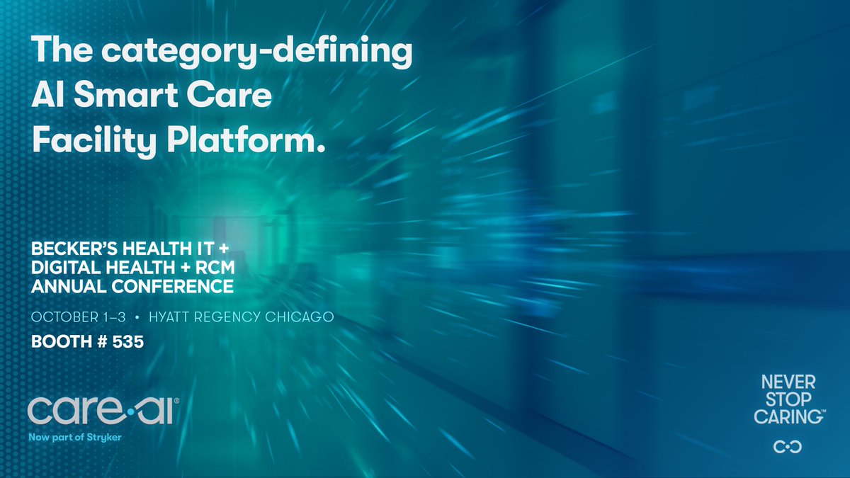 Stop by Booth #535 during Becker’s Annual Health IT + Digital Health + RCM Conference next week to experience the category-defining AI Smart Care Facility Platform! #innovation #healthtech #NeverStopCaring