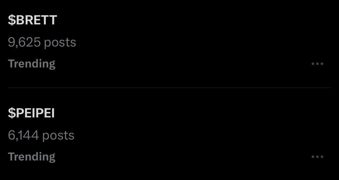 $PEIPEI Trending along with $BRETT on X 🐸
