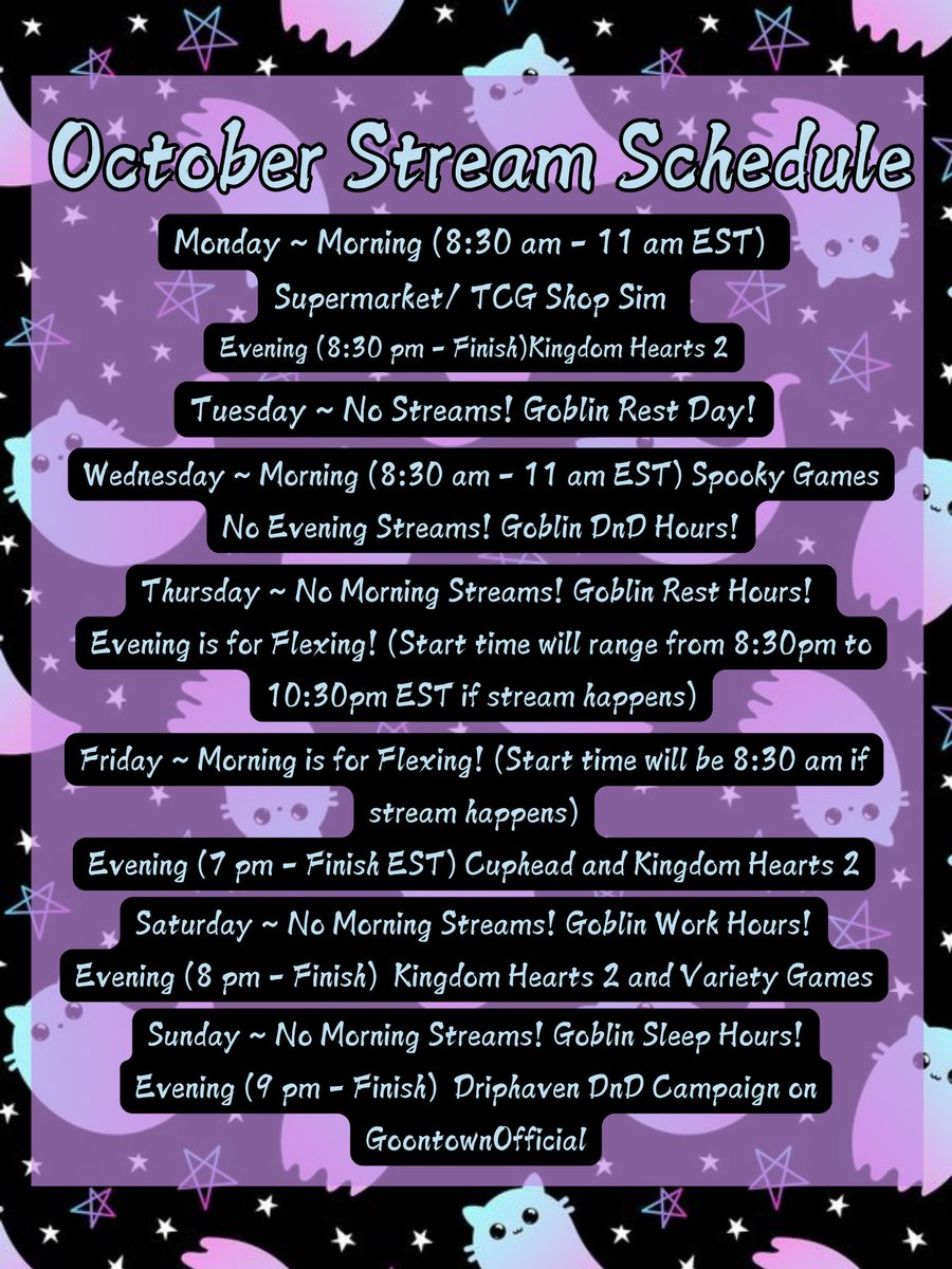 Gobbo_Mods's tweet photo. here is azzie's stream schedule for october! https://t.co/5YcsGBn4c7