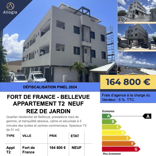 ALLOGIA's tweet photo. Défiscalisation 2024
Fort de France - Résidence Bellevue - Appartements du studio au T2 à partir de 113 820 euros FA

Studio en rdj: 113 820 €
T2 en rdj: 164 800 €
T2 en Rdc : 252 000€

Plus d’infos sur https://t.co/9kRe6yXhDr https://t.co/pU92UpPwI3