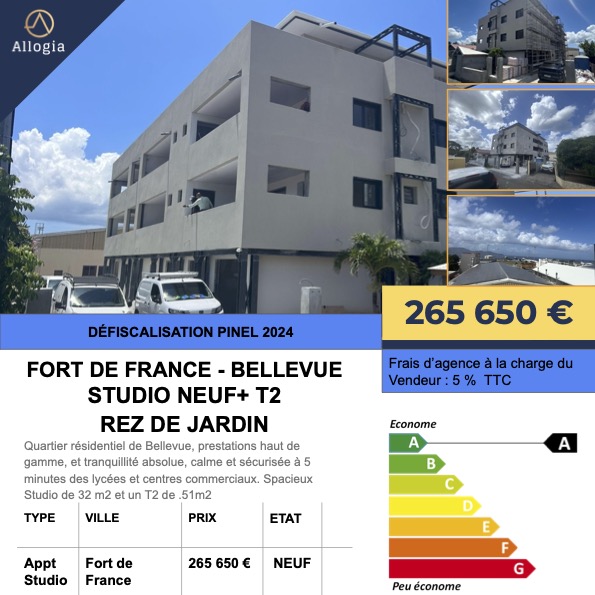 ALLOGIA's tweet photo. Défiscalisation 2024
Fort de France - Résidence Bellevue - Appartements du studio au T2 à partir de 113 820 euros FA

Studio en rdj: 113 820 €
T2 en rdj: 164 800 €
T2 en Rdc : 252 000€

Plus d’infos sur https://t.co/9kRe6yXhDr https://t.co/pU92UpPwI3