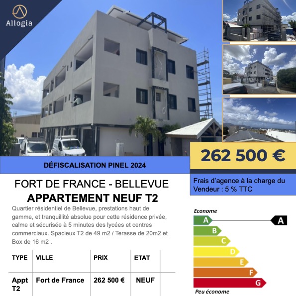 ALLOGIA's tweet photo. Défiscalisation 2024
Fort de France - Résidence Bellevue - Appartements du studio au T2 à partir de 113 820 euros FA

Studio en rdj: 113 820 €
T2 en rdj: 164 800 €
T2 en Rdc : 252 000€

Plus d’infos sur https://t.co/9kRe6yXhDr https://t.co/pU92UpPwI3