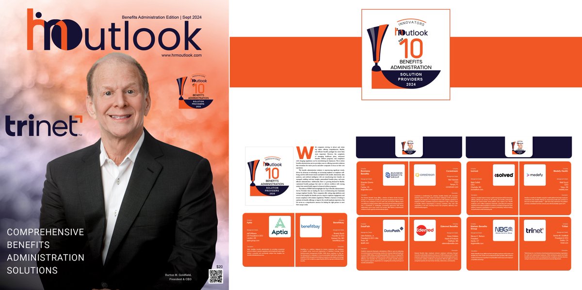HRMOutlook's tweet photo. Congratulations to every company listed as one of the Top 10 Benefits Administration Solution Providers 2024 by @HRMOutlook! This remarkable achievement is a testament to the unwavering dedication,innovation,and commitment demonstrated by your entire team. https://t.co/zpPFx8Ljqk https://t.co/s1sJ1Jom8F