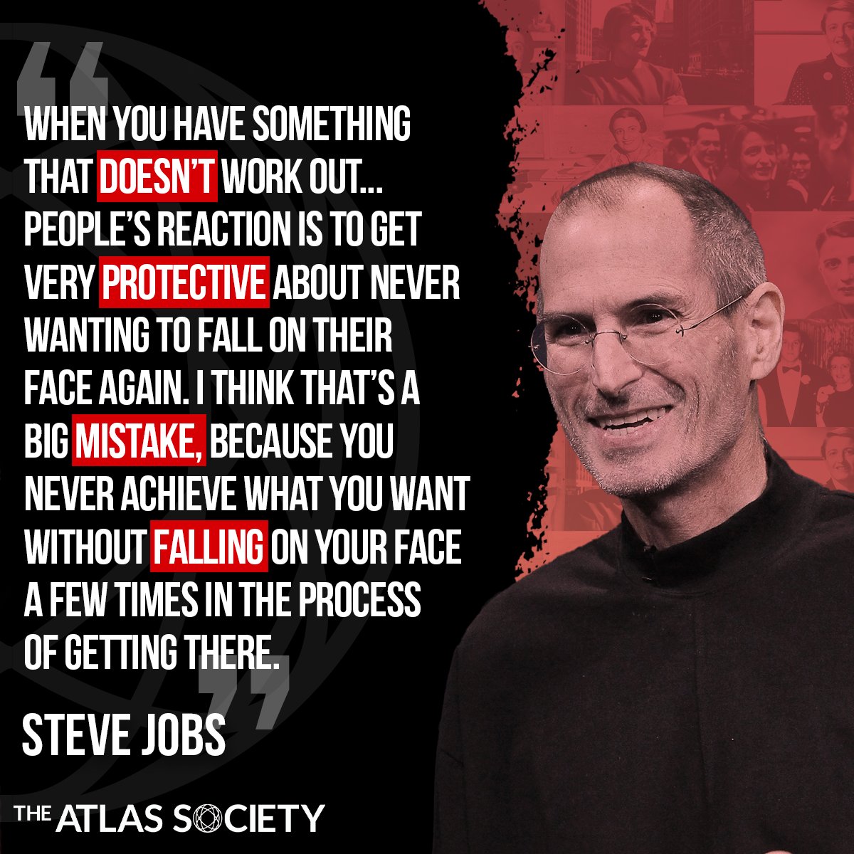 TheAtlasSociety's tweet photo. Greatness comes from COURAGE to risk failure, and overcome it. #SteveJobs #Innovation #Risk #Creativity 
https://t.co/Zkn9MJzmlE https://t.co/QHLZr0OZ1k