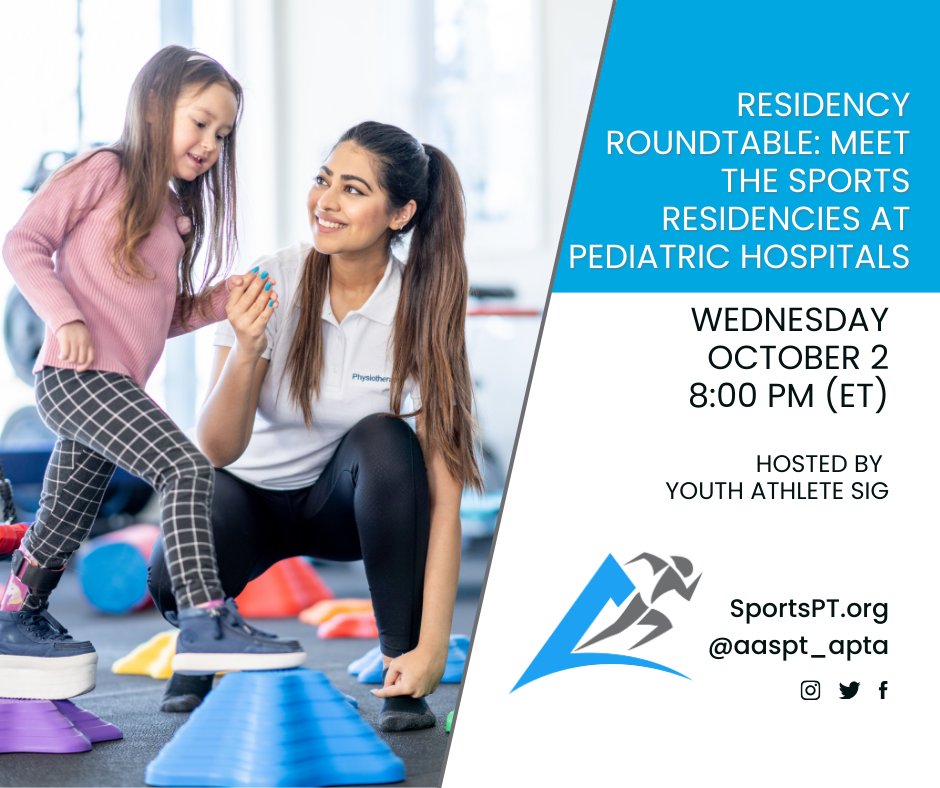 Join the Youth Athlete SIG for their upcoming webinar: Residency Roundtable: Meet the Sports Residencies at Pediatric Hospitals!

Learn more and Register: bit.ly/3ZBYhpZ