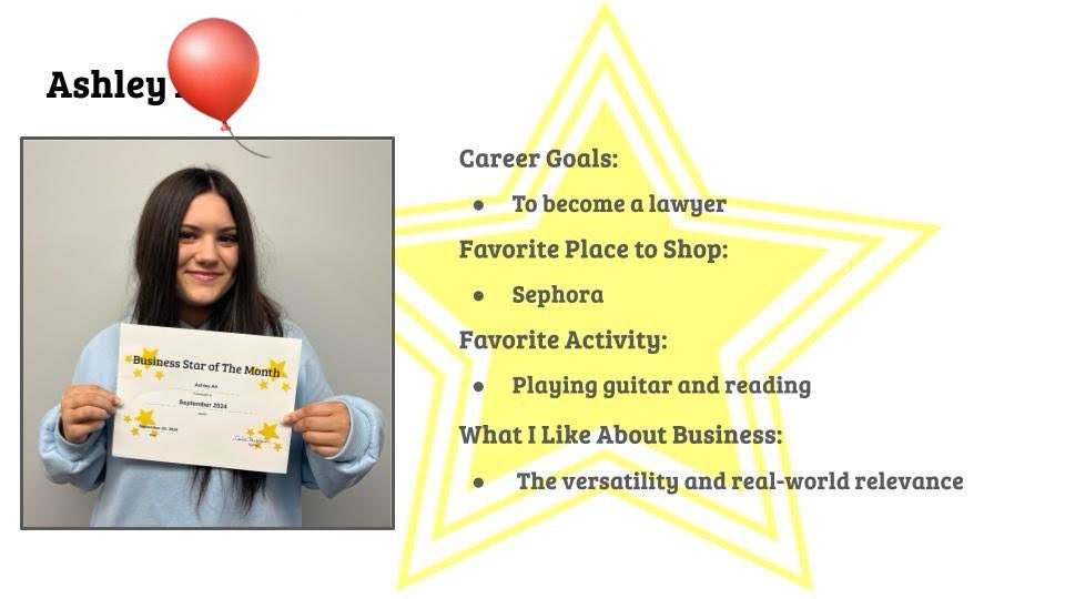 Our business student of the month for September. Keep working hard and showing your great attitude! <a href="/pnhsvikings/">Parkway North High</a> <a href="/PNVikings10/">Parkway North Activities</a>