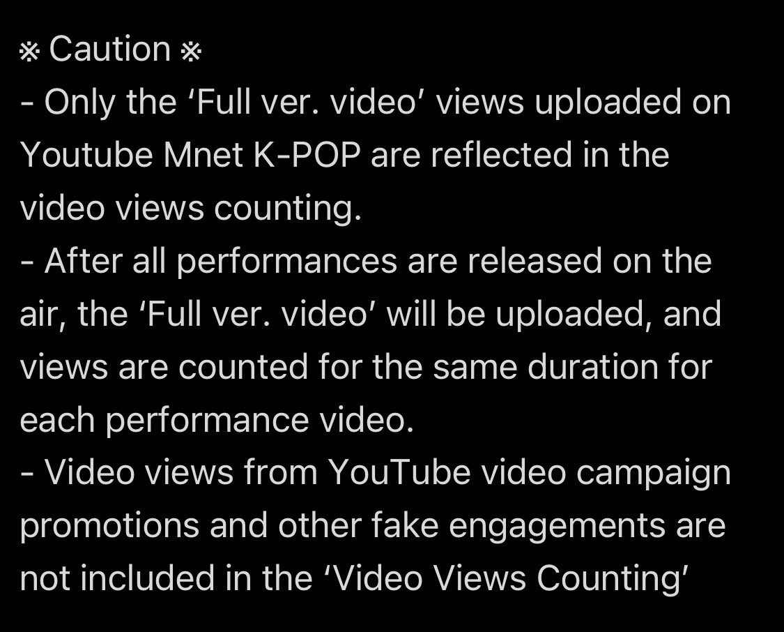 ※ Caution ※
- Only the ‘Full ver. video’ views uploaded on Youtube Mnet K-POP are reflected in the video views counting