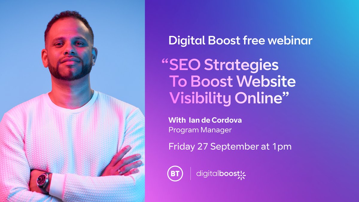 Free tomorrow at 1pm? 🤔 Join Ian for this comprehensive <a href="/digitalboost_uk/">Digital Boost</a> webinar designed to equip you with the knowledge and tools needed to optimise your websites for search engines 🔍 #SEO #Strategy #Digital