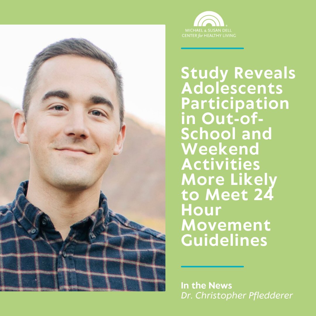 Michael & Susan Dell Center for Healthy Living (@msdcenter) on Twitter photo Adolescent participation in out-of-school and weekend activities was positively associated with meeting 24-hour movement guidelines. Read more about the study led by <a href="/chrispfledderer/">Chris Pfledderer, PhD</a>! bit.ly/4gxCwOc #TheEarlierTheBetter #physicalactivity Adolescent participation in out-of-school and weekend activities was positively associated with meeting 24-hour movement guidelines. Read more about the study led by <a href="/chrispfledderer/">Chris Pfledderer, PhD</a>! bit.ly/4gxCwOc #TheEarlierTheBetter #physicalactivity