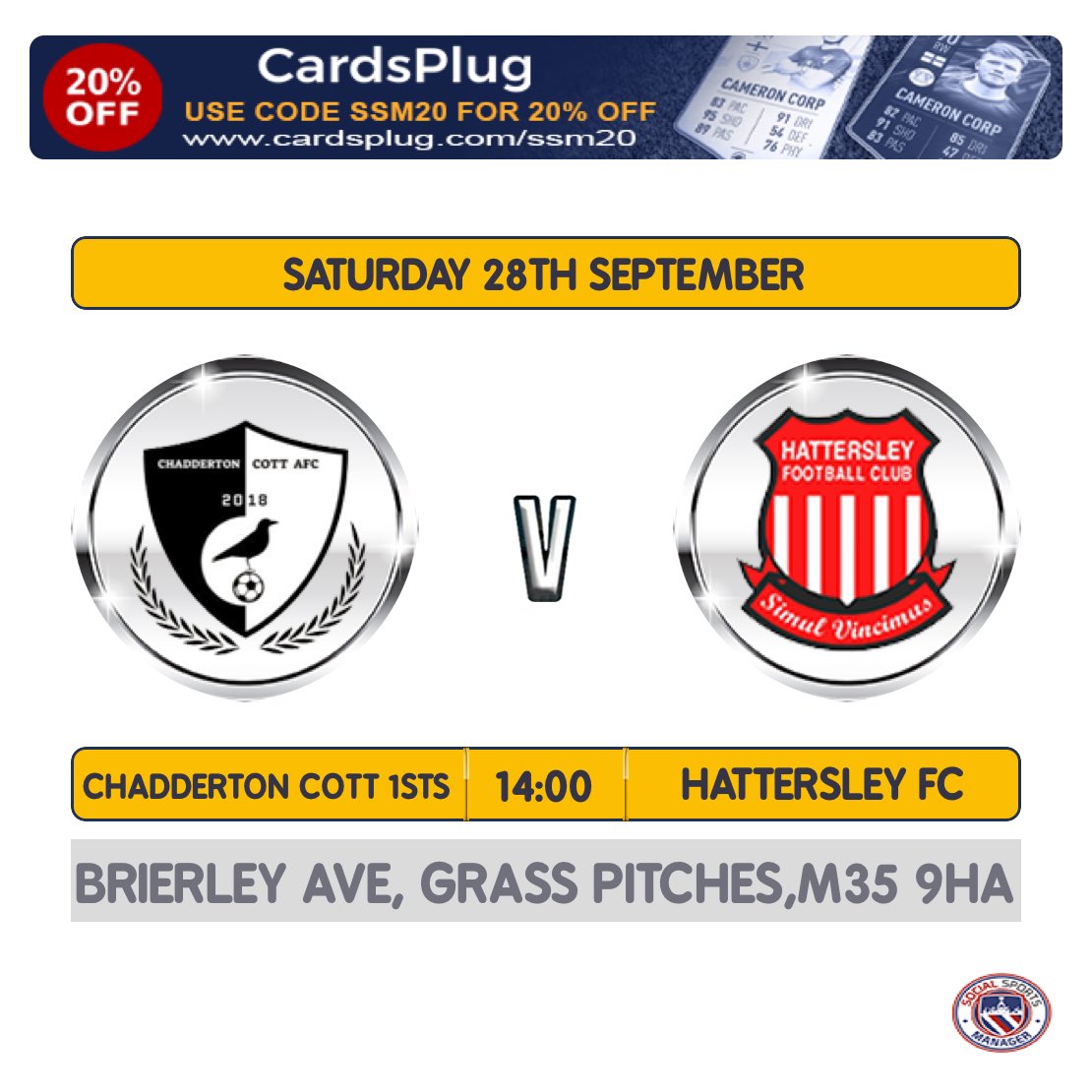 We travel away this weekend for the 1st time this season where ⁦<a href="/ChaddyCottAFC/">Ⅽhadderton Cott AFC</a>⁩ await us. Has all the makings to be a great game so come down and support the lads #upthehatto