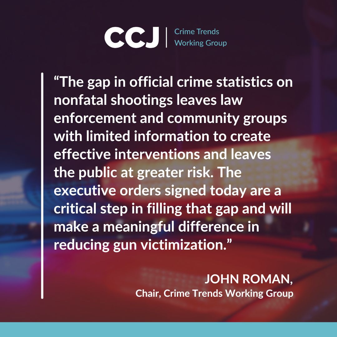 Today, the <a href="/WhiteHouse/">The White House</a> announced an Executive Order outlining actions to reduce gun violence. It includes direction to improve the collection of gun violence data – a priority highlighted in a set of recommendations from CCJ's Crime Trends Working Group: whitehouse.gov/briefing-room/…