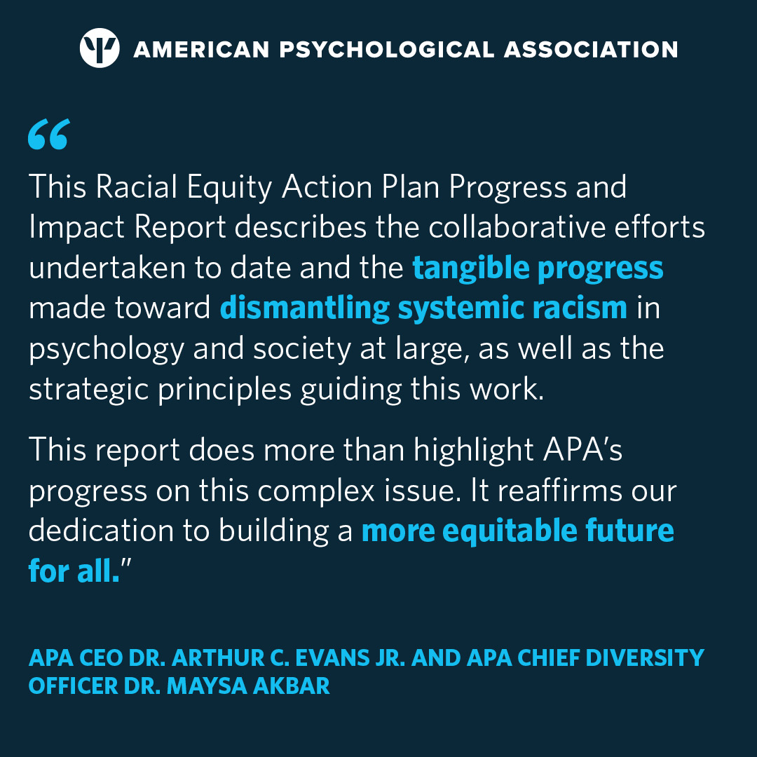 American Psychological Association on X: "In October 2021, APA issued a formal apology for our historical role in promoting, perpetuating, and failing to challenge #racism and human hierarchy. Our report describes the