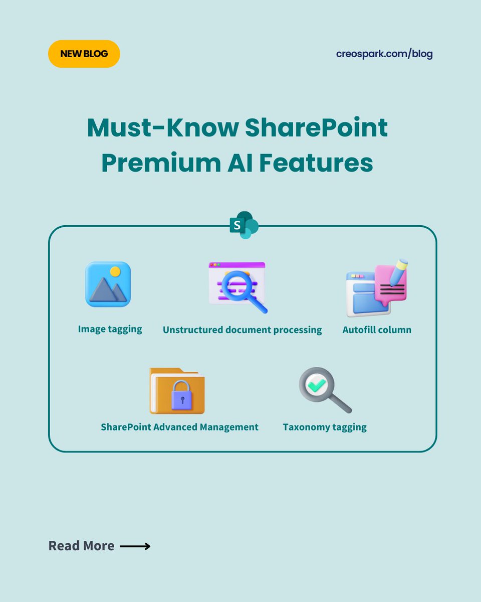 creospark's tweet photo. Why waste time sorting through hundreds of files to find the data you need? Introducing SharePoint Premium, an advanced AI content management solution that can help you. Explore its powerful AI capabilities today.
🔗 https://t.co/cqSNmEWfTN https://t.co/mlaRCiFwSE