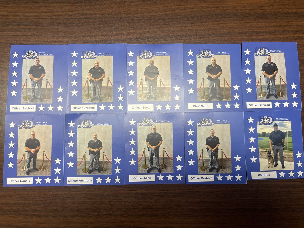 TRINITY_MLUCAS's tweet photo. 🚨 Attention Trinity! 🚨 The 100-Year Anniversary Trinity Area Police Cards are finally here! 🎉 Keep an eye out—they’ll be arriving at the schools soon. Can you collect them all? 👀 #TrinityProud #100YearsStrong #CollectEmAll #HillerProtects #TrinityPoliceRock #LimitedEdition https://t.co/EHwtB3kmJN