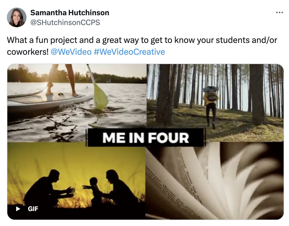 🎉 Huge shoutout to Samantha Hutchinson and her amazing students at Bellwood ES for winning our August creative challenge! Keep up the great work! 🌟

Don’t miss out on September’s challenge! Show us what you’ve got! <a href="/WeVideo/">WeVideo</a> 

Get started here: wevideo.com/creative-chall…