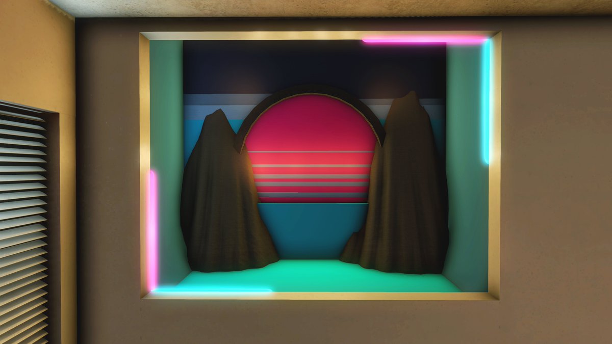 MMHomesFFXIV's tweet photo. Apartment/FC 
Synthwave Sunset Bedroom ♥

#synthwave  #ff14housing #finalfantasyxiv #hgxiv #HousingEden #FFXIVScreenshots #FF14ハウジング #neon https://t.co/6rOmCehmTi