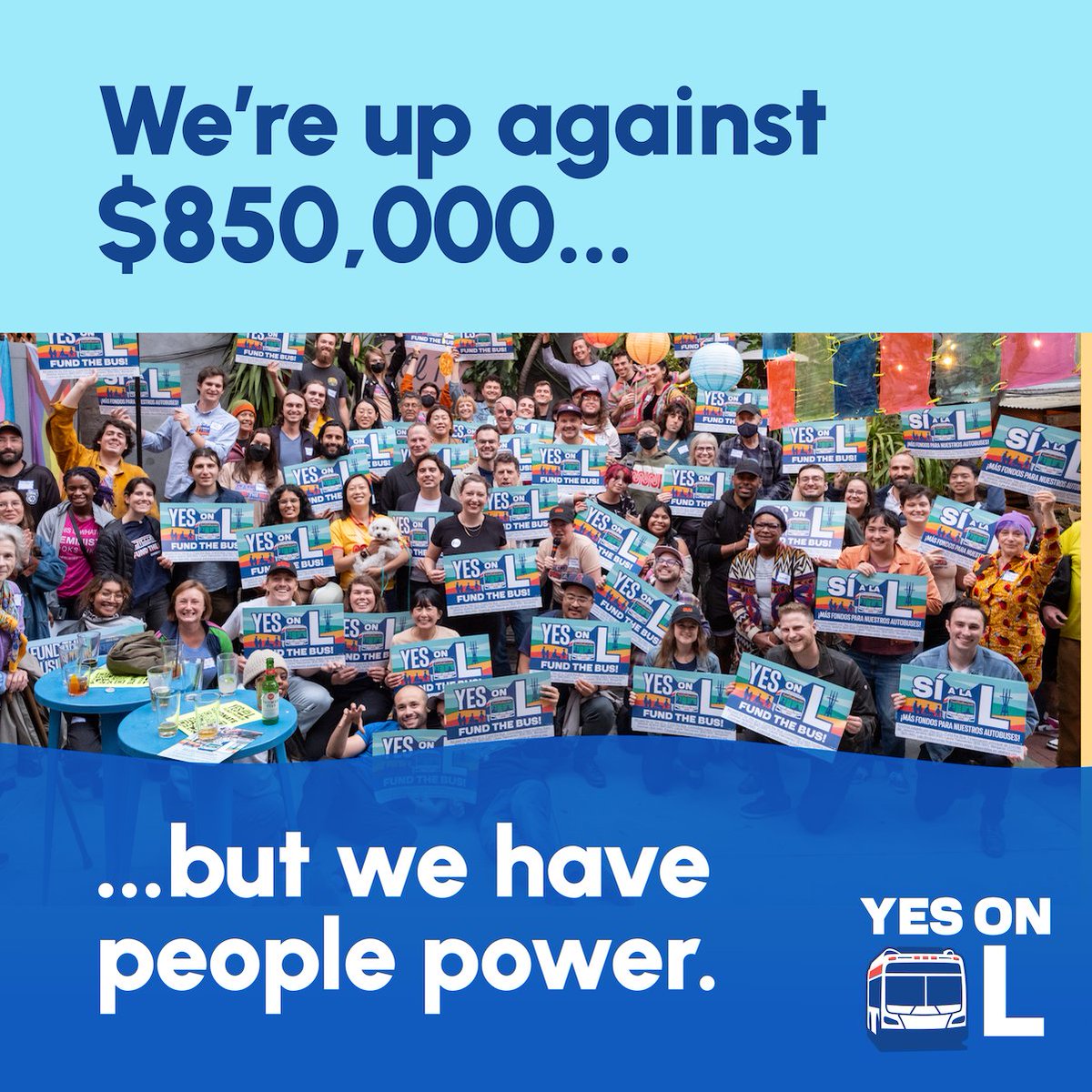 We have a great shot at winning critical transit funding this November — but we’re up against $850K, primarily from Uber and Lyft, and we need your help getting the word out to voters. Come join us!   

Volunteer: fundthebus.com/volunteer
Donate: fundthebus.com/donate