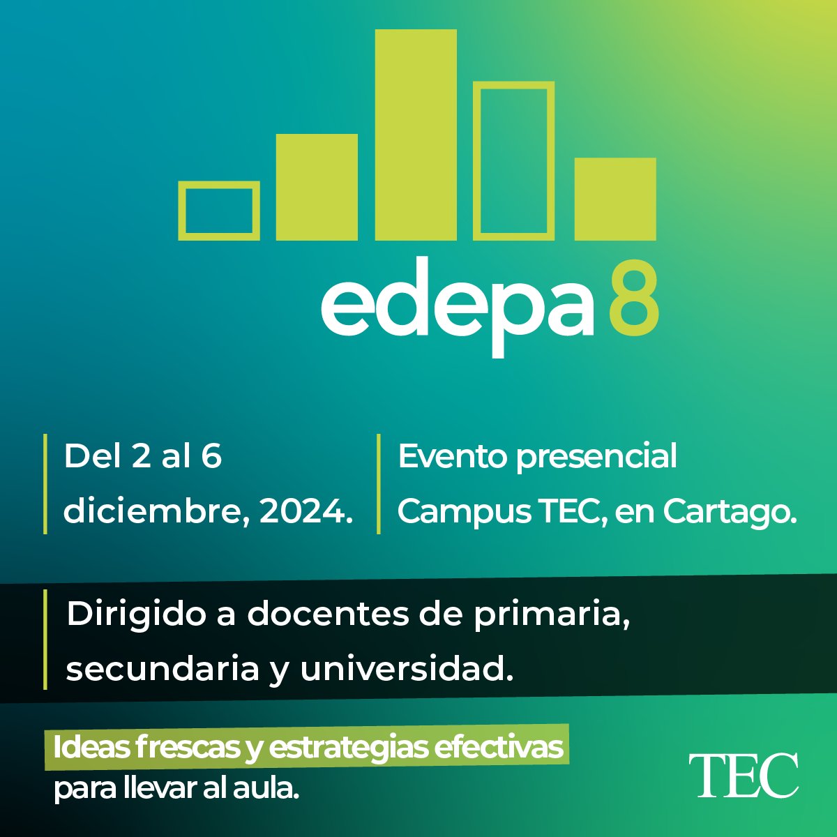 Teccr's tweet photo. El TEC será sede del VIII Encuentro sobre Didáctica de la Estadística, la Probabilidad y el Análisis de Datos. Habrá talleres, ponencias y conferencias. Evento presencial.
Más info e inscríbase en:
https://t.co/prfIr3bSfe
#edepa #estadística #probabilidad #analisisdatos https://t.co/RchDM8B06I