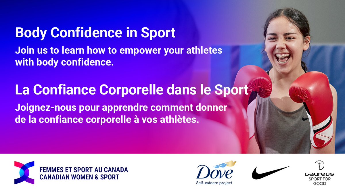 In honour of #InternationalDayoftheGirl, we're hosting a special webinar in partnership with Laureus, Dove, and Nike, about the importance of body confidence.

Join us Oct. 9th @ 12PM EST and help create change for girls in Canadian sport! 

Register now: us02web.zoom.us/webinar/regist…
