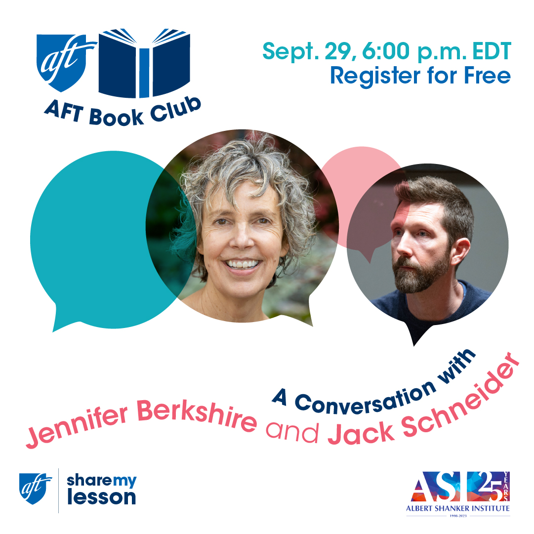 ShareMyLesson (@sharemylesson) on Twitter photo EDUCATORS: Spend Sunday 5-7 p.m. EDT with us chatting about #civiceducation, young voter engagement with Generation Citizen & The Education Wars with <a href="/BisforBerkshire/">Jennifer Berkshire</a> @Edu_Historian!
REGISTER: webinars.on24.com/aft/Democracy24
<a href="/AFTunion/">AFT</a> <a href="/shankerinst/">Albert Shanker Institute</a> <a href="/mcricker/">Mary Cathryn Ricker</a> <a href="/rweingarten/">Randi Weingarten 🇺🇸❌👑💪🏿👩🎓🟣🇺🇦</a> <a href="/kellycbooz/">Kelly C. Booz</a> EDUCATORS: Spend Sunday 5-7 p.m. EDT with us chatting about #civiceducation, young voter engagement with Generation Citizen & The Education Wars with <a href="/BisforBerkshire/">Jennifer Berkshire</a> @Edu_Historian!
REGISTER: webinars.on24.com/aft/Democracy24
<a href="/AFTunion/">AFT</a> <a href="/shankerinst/">Albert Shanker Institute</a> <a href="/mcricker/">Mary Cathryn Ricker</a> <a href="/rweingarten/">Randi Weingarten 🇺🇸❌👑💪🏿👩🎓🟣🇺🇦</a> <a href="/kellycbooz/">Kelly C. Booz</a>