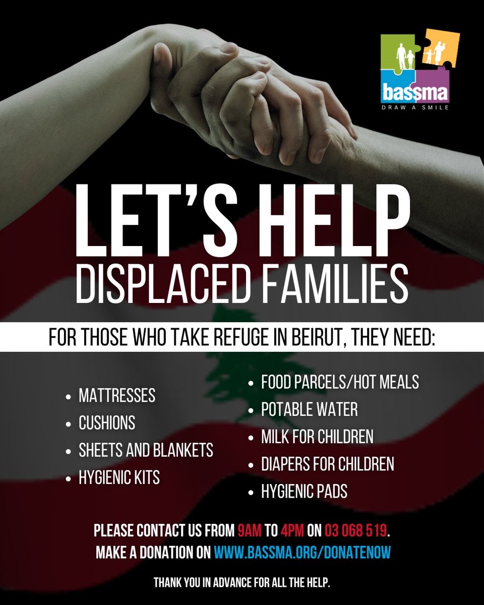 RCBeirutCedars's tweet photo. Let’s help displaced families
#bassma https://t.co/zS0SYWlrxE