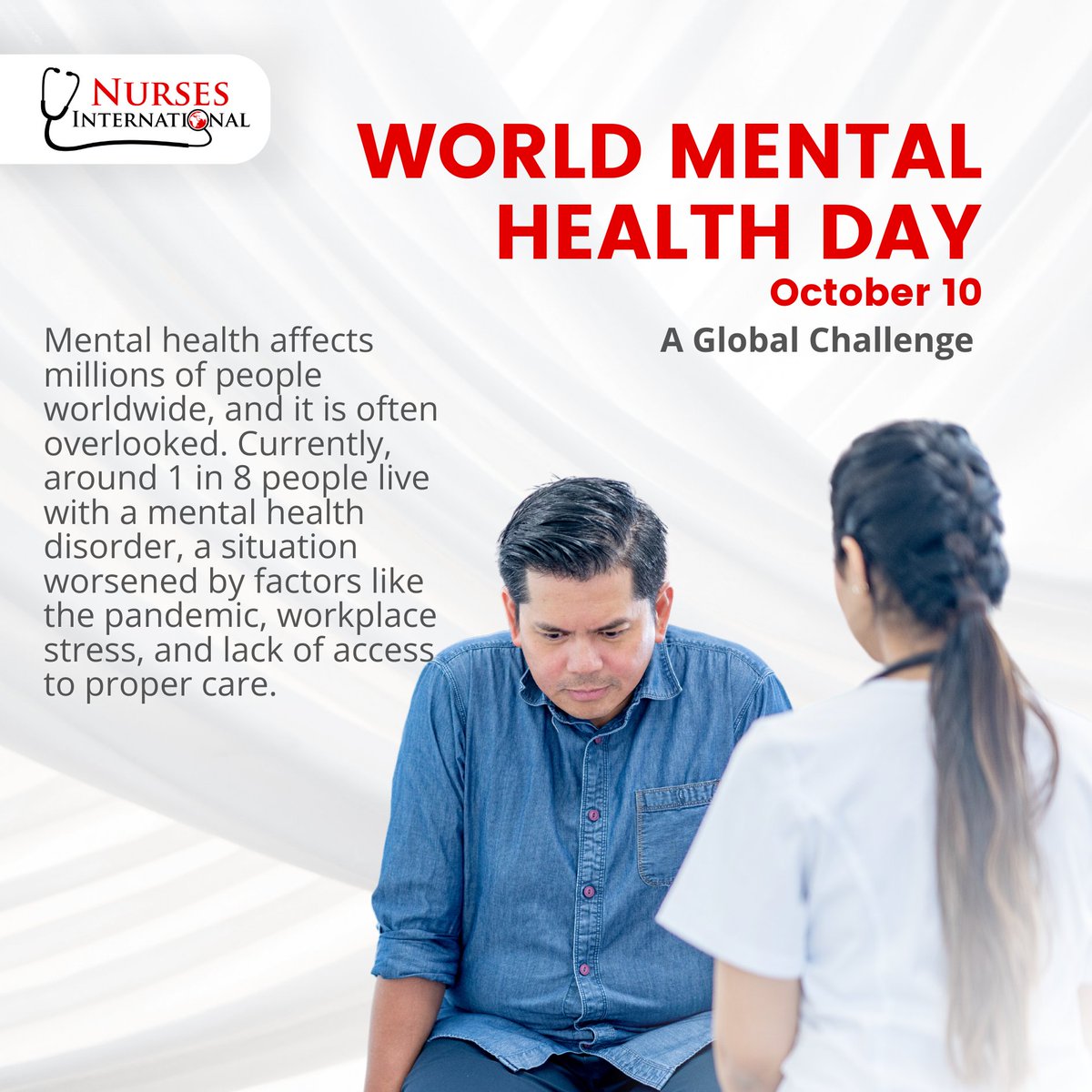 NursesInt's tweet photo. It's #WorldMentalHealthDay!  Join our Mental Health Nursing course to learn about this vital issue and how it impacts your workplace, community, or yourself.

https://t.co/6LqHAEte81
#MentalHealthNursing #NursesInternational #MentalHealthMatters https://t.co/Hdocwas53J