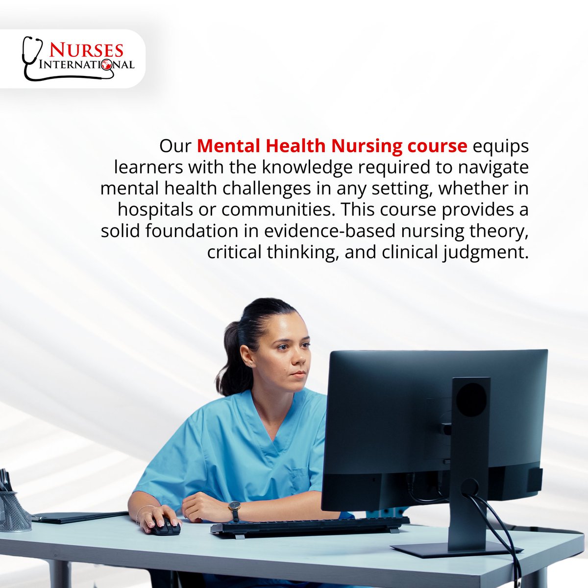 NursesInt's tweet photo. It's #WorldMentalHealthDay!  Join our Mental Health Nursing course to learn about this vital issue and how it impacts your workplace, community, or yourself.

https://t.co/6LqHAEte81
#MentalHealthNursing #NursesInternational #MentalHealthMatters https://t.co/Hdocwas53J