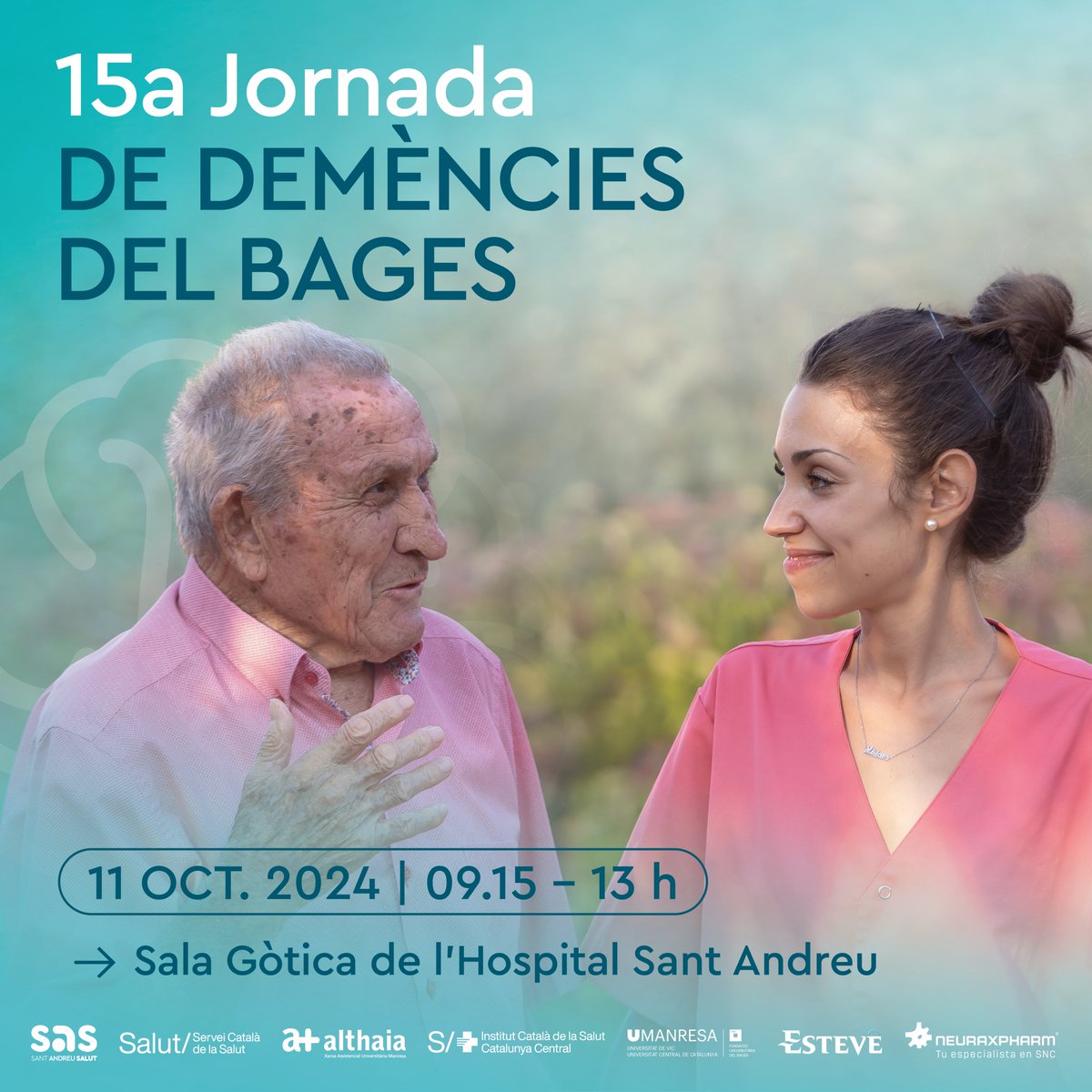 📢 15a Jornada de Demències del Bages, organitzada per <a href="/StAndreuSalut/">Sant Andreu Salut</a>, <a href="/salutcat/">Salut</a> i <a href="/althaiamanresa/">Fundació Althaia</a>

🗓️ 11 d'octubre de 2024.
🕘 De 9:15 a 13:00.
📍 Sala Gòtica - Hospital Sant Andreu.

ℹ️ Programa i inscripcions: santandreusalut.cat/15-jornada-dem…