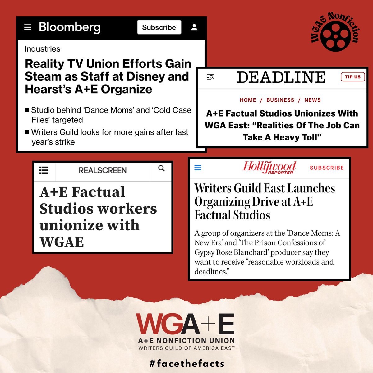 The workers at A+E Factual Studios have spoken. “Reasonable workloads and deadlines” is an ask every company should be able to support. #UnionStrong

We hope to see voluntary recognition from @aenetworks.