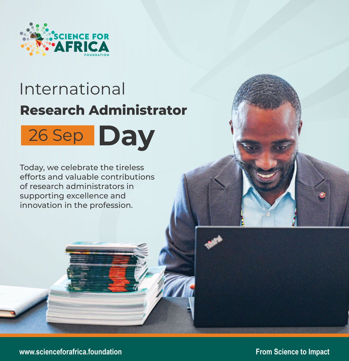 SciforAfrica's tweet photo. Happy #InternationalResearchAdministratorDay to all #ResearchManagers and Administrators!
Today, we celebrate the tireless efforts and valuable contributions in supporting research, excellence and innovation management. https://t.co/wWARTVAuat