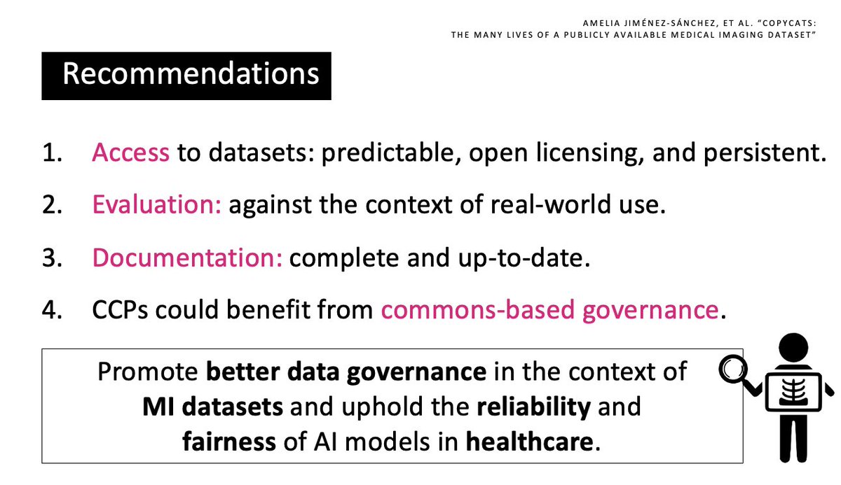 Amelia Jiménez-Sánchez (@ameliajimsan) on Twitter photo 🐈⬛ Copycats has been accepted at #NeurIPS2024 <a href="/NeurIPSConf/">NeurIPS Conference</a> D&B Track! 🎉🎉
TL; DR: We aim to promote better data governance in the context of medical imaging datasets and uphold the reliability and fairness of AI in healthcare.
🔗 arxiv.org/abs/2402.06353
Thanks to coauthors🤗 🐈⬛ Copycats has been accepted at #NeurIPS2024 <a href="/NeurIPSConf/">NeurIPS Conference</a> D&B Track! 🎉🎉
TL; DR: We aim to promote better data governance in the context of medical imaging datasets and uphold the reliability and fairness of AI in healthcare.
🔗 arxiv.org/abs/2402.06353
Thanks to coauthors🤗