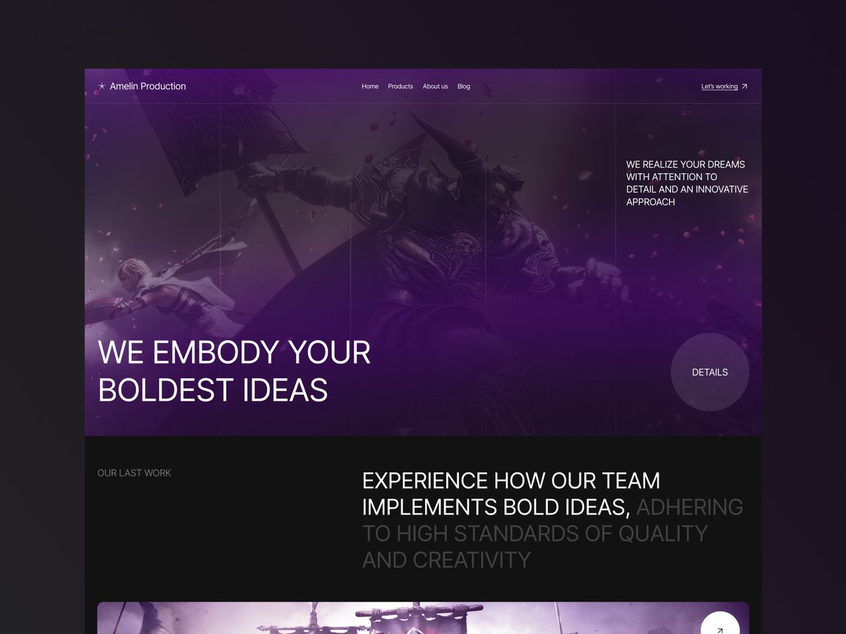 frorexstudio's tweet photo. 💻✨ New Website Design for Amelin Production!
⠀
We’ve just completed a sleek, modern website for Amelin Production, a game development studio that brings bold ideas to life.

#game #ux #ui #dribbble #web #gaming #design #uxui #visual #website #figma #luxury https://t.co/wjzO7ahneN