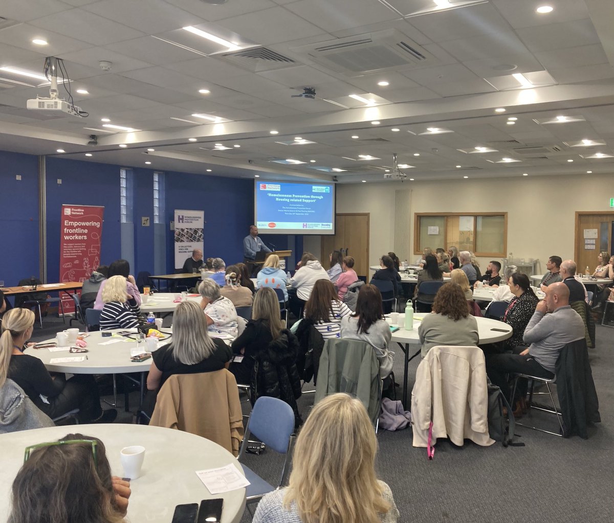 The NI Frontline network is meeting at ⁦<a href="/NICVA/">NICVA</a>⁩ for an event focused on Homelessness Prevention and the importance of housing related support. Brilliant to see so many staff out from several organisations across NI ⁦<a href="/SMITF_frontline/">Frontline Network</a>⁩