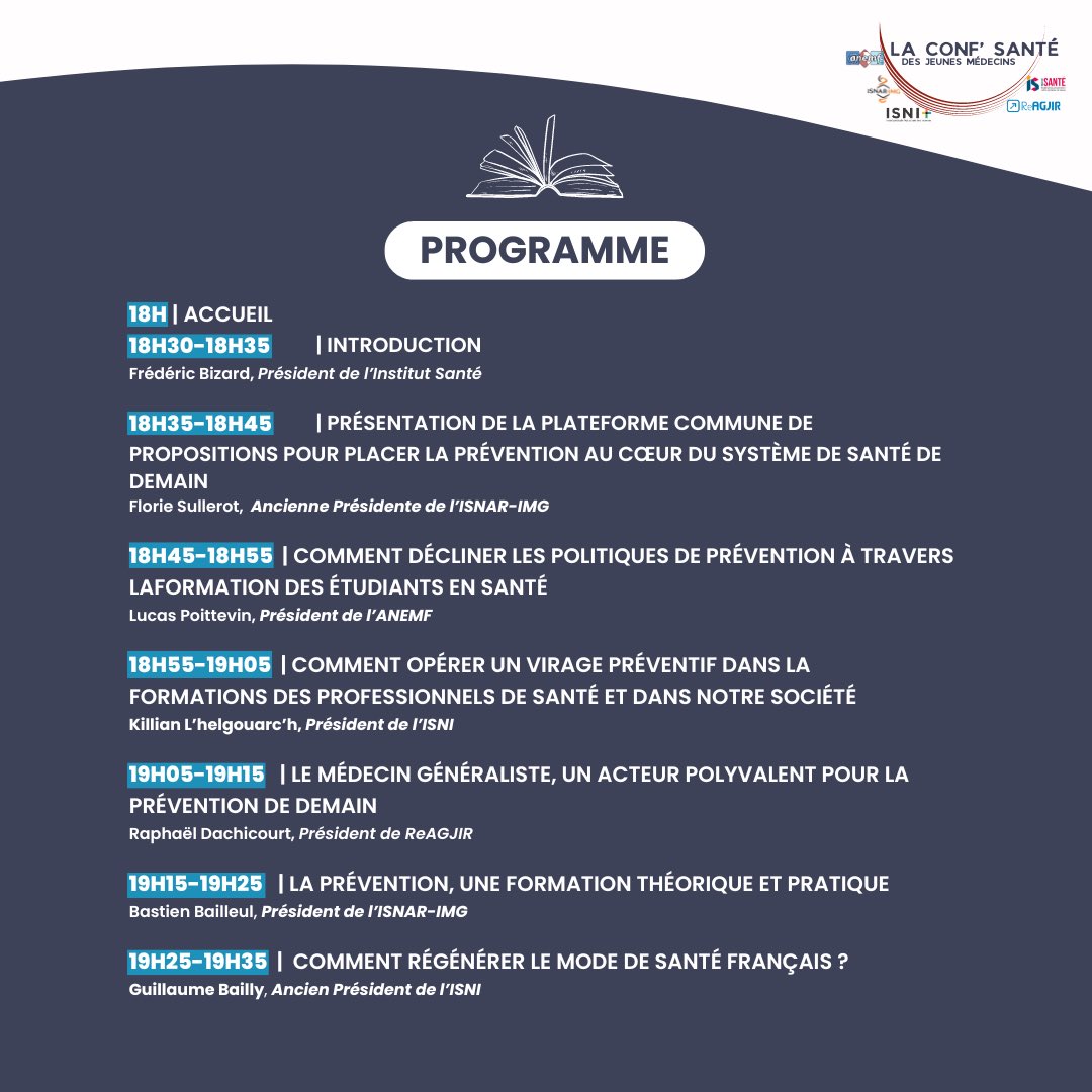 ReAGJIR's tweet photo. 📣 Conf’ santé des jeunes médecins 

Les représentants des jeunes médecins s’associent et vous donnent rdv le 30 octobre à l’@AssembleeNat pour un événement inédit sur le thème de la prévention ⚕️

➡️ Inscription ouverte à toutes et tous : https://t.co/Ax5YTl3K8b https://t.co/XlqSDYivEt