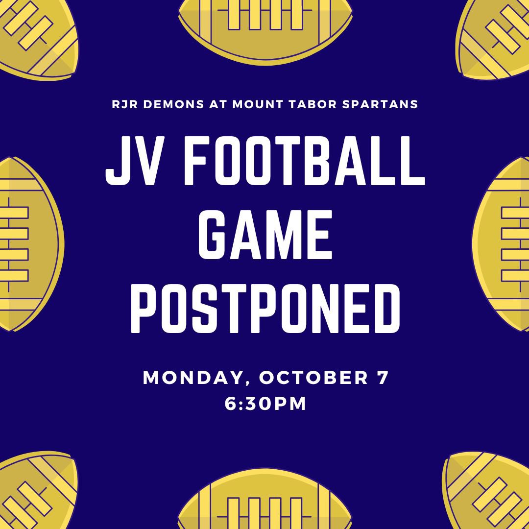 Tonight’s game moved to October 7 <a href="/TaborFootball/">Mount Tabor Football</a>