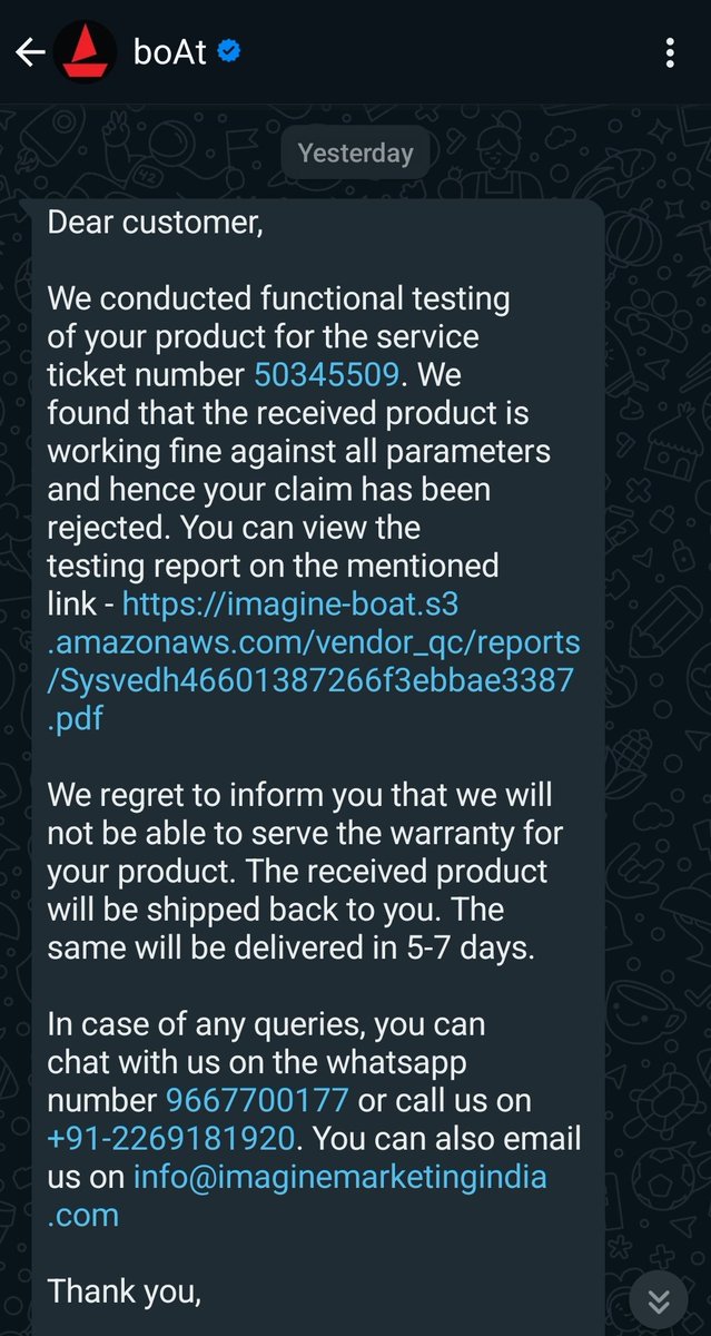 Polu2012's tweet photo. @boAtSupport1 Look, I told you that, you didn't understand my concern. Again that same old message has been served. 
Such a disappoint.
Please ask your delivery partner to send the product to those who has done functional test. It's a gift to them from me.
I don't want it back. @amangupta0303 https://t.co/DMdIhaVbMf