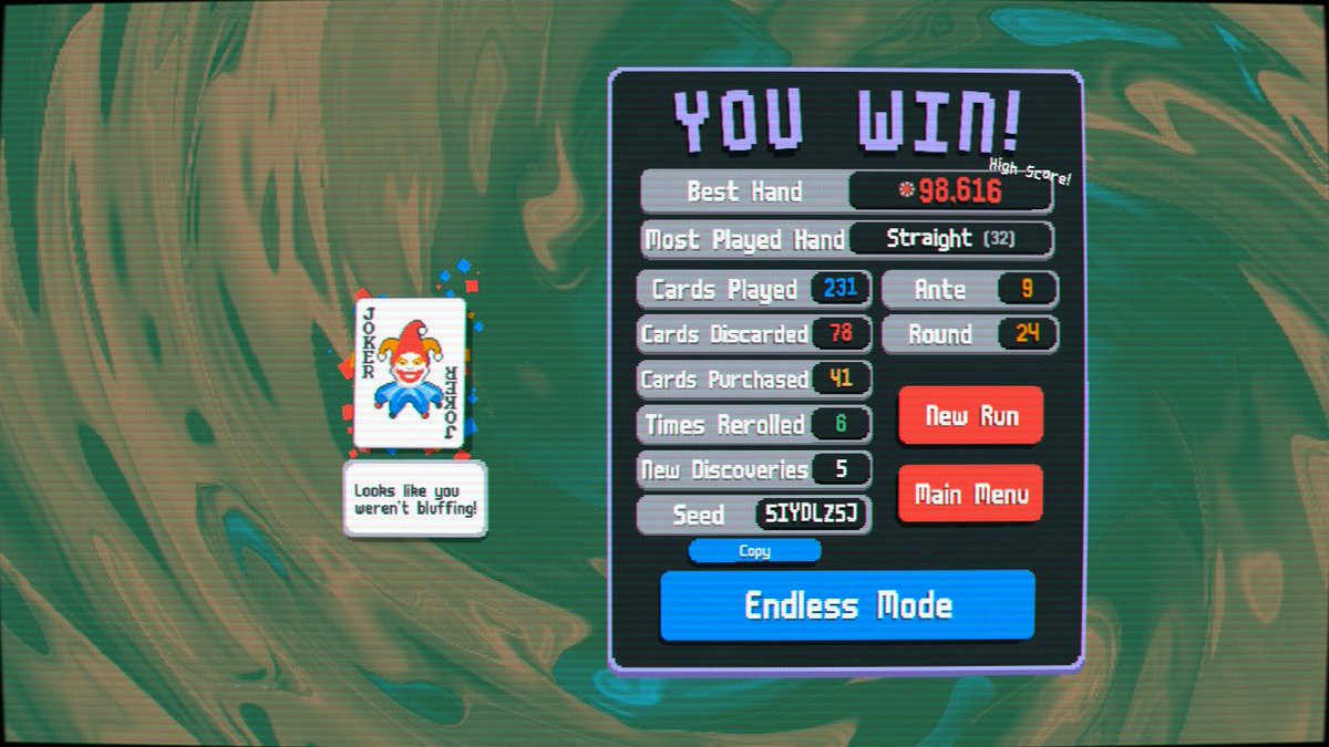 BelaidKL's tweet photo. Balatro.. A mix of RNG/literally making your own luck are at the core of this brilliantly unique roguelike that isn't just the best poker game ever made, but a highly tactical, engrossing and super addictive strategy game that gets better with each run.. 9/10 #OneSentenceReview https://t.co/LcLOHFYMEg
