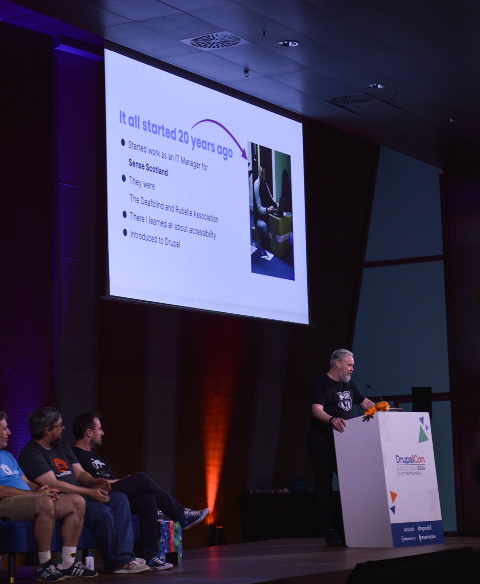 Zoocha's tweet image. Senior Zoocha Developer, Gareth, covering Accessibility at the Drupal CMS keynote today! 🚀 #Drupalcon