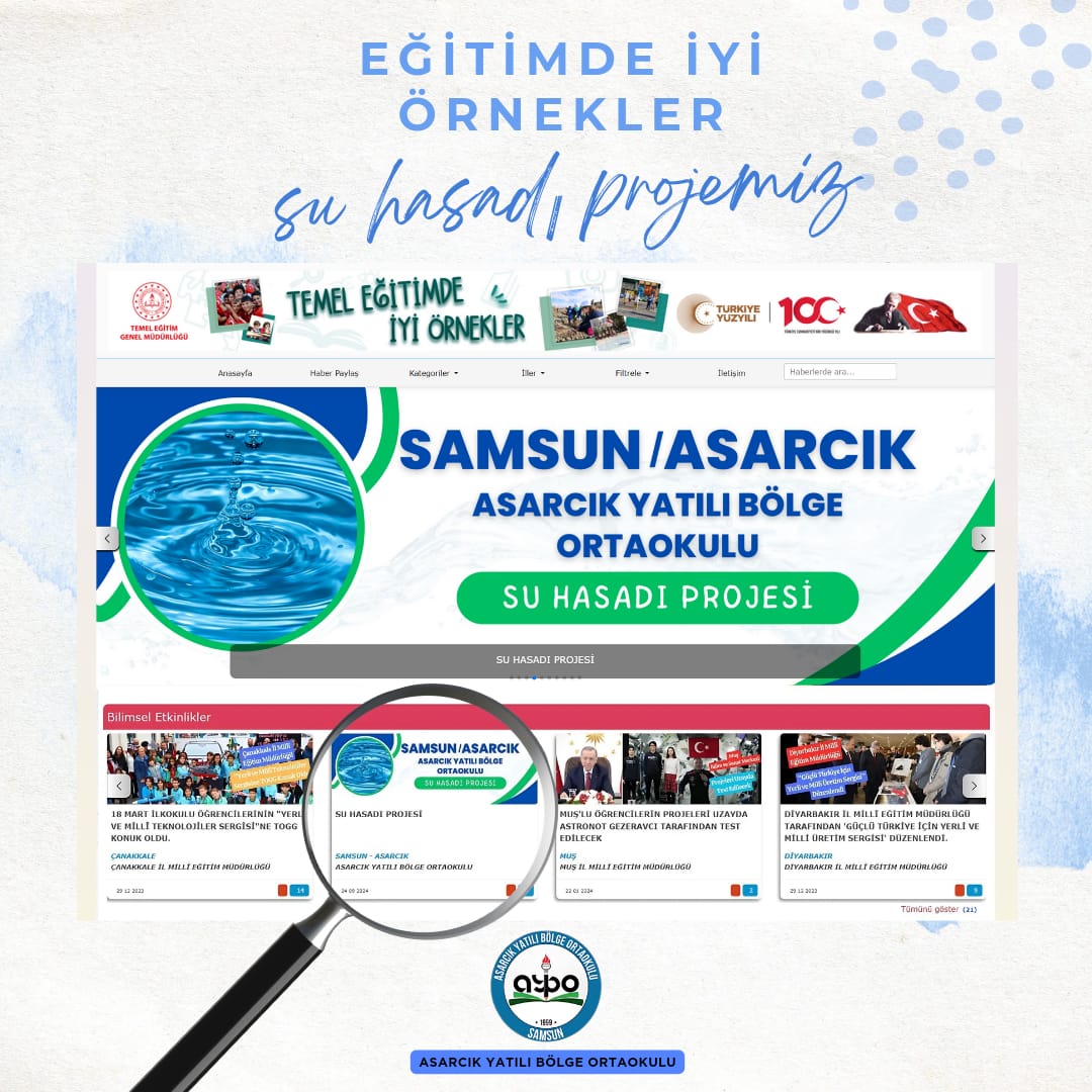 asarcikmem's tweet photo. İlçemiz Yatılı Bölge Ortaokulu 'nun "Su Hasadı Projesi"Milli Eğitimin Bakanlığı tarafından temel eğitimde iyi örnekler arasında gösterilerek bilimsel etkinlikler kategorisinde Bakanlığın resmi sayfasında yayınlandı.Emegi geçenleri  tebrik ederiz.@tcmeb  @samsunmem @MustafaZDL4 https://t.co/Gxf1KFz5R7
