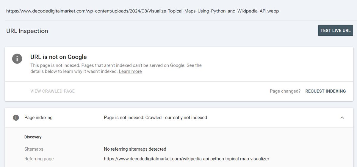 KunjalChawhan's tweet image. #WebP Images into Crawled But Not Indexed, are they though?

Even after validation, it appears to have failed, but on SERP I do see the same image indexed

P.S. I know it&apos;s the page that&apos;s indexed but if it shows image then it must be indexed

#serpalert #googleindexing #gsc