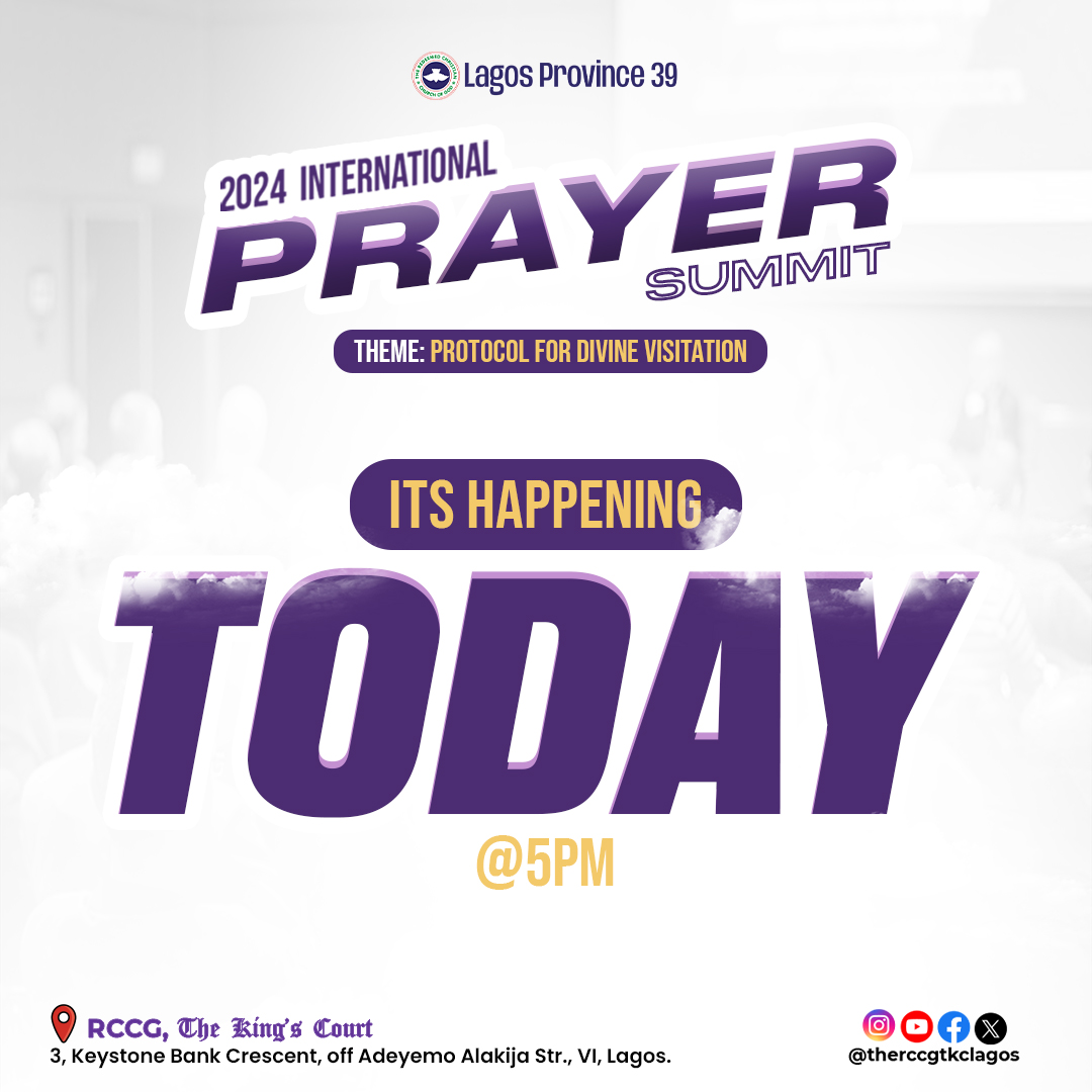 therccgtkclagos's tweet image. The International Prayer Summit 2024 begins today. A 4-day summit packed with intense worship, prayer, and the word. 

We are here. The stage is set. God is waiting. Are you ready?

Come on time and bring someone along.

#rccgtkclagos #prayersummit #divinevisitation #IPS2024